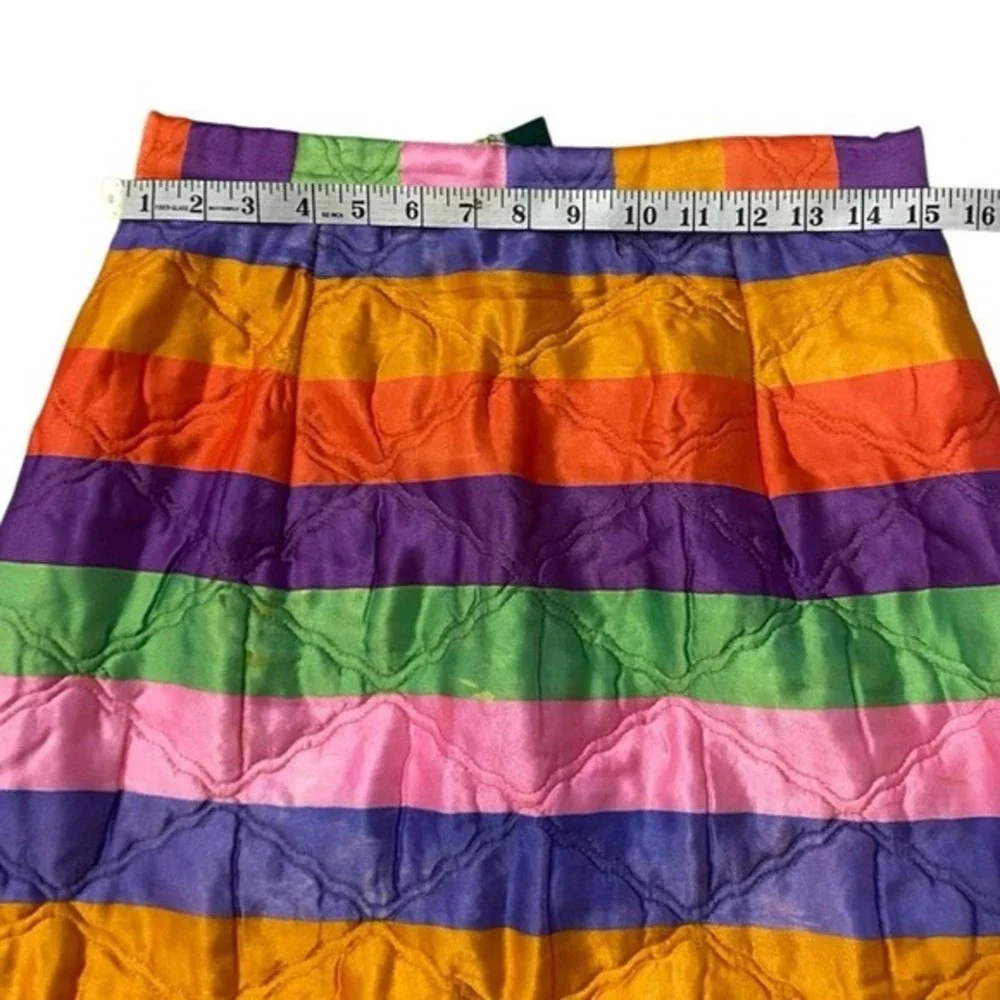 Vintage Rhapsody By Glazier Quilted Striped Maxi Skirt Small‎ Medium Rainbow